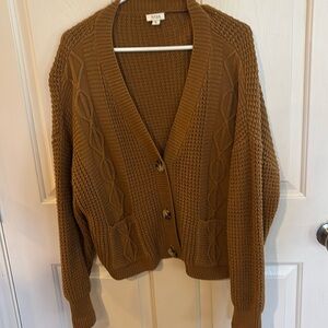 Camel color a.n.a cardigan, size XL, cable knit, 3 buttons
